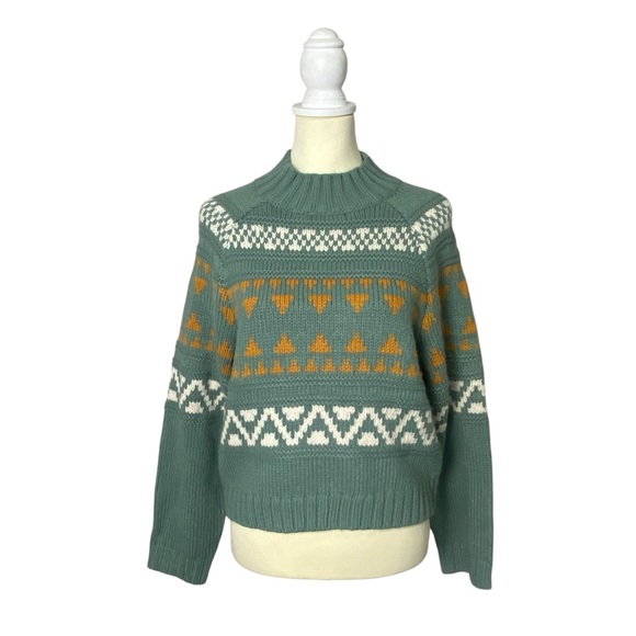 NWT Universal Thread Green Fair Isle Knit Sweater Women's Size XS - Picture 1 of 15